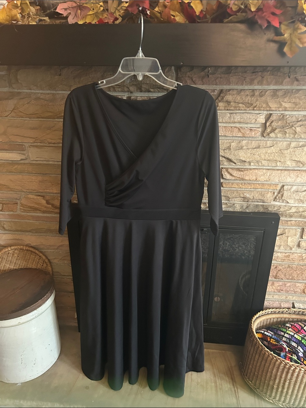 SHEIN Black Wrap-Front Midi Dress